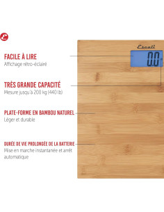 Escala Digital de Baño Escali ECO200 de Bambú 200 kg 2