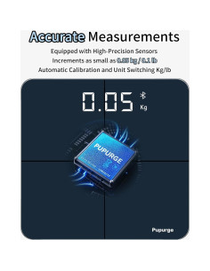 Báscula de baño digital PUPURGE CF812 con IMC y 25 mediciones 2