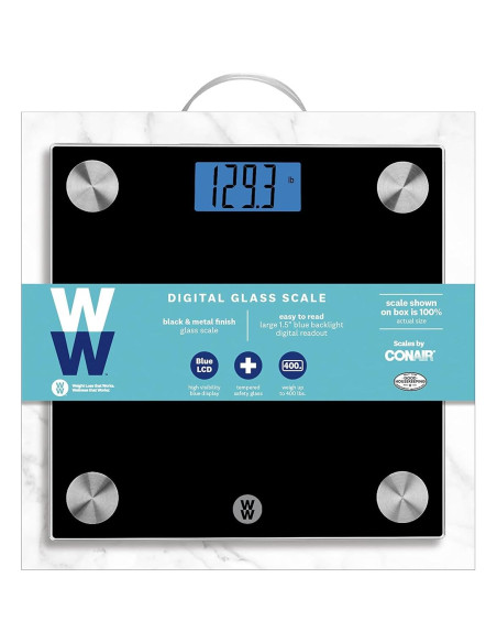 Báscula Digital de Baño Conair WW261Z, Vidrio Negro 182 kg