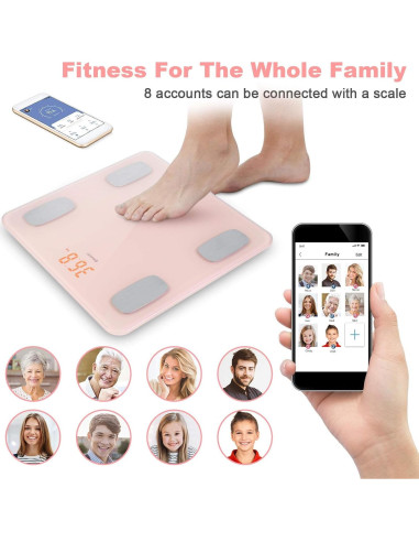 Báscula de Grasa Corporal Himaly Rosa Digital Bluetooth 181 kg