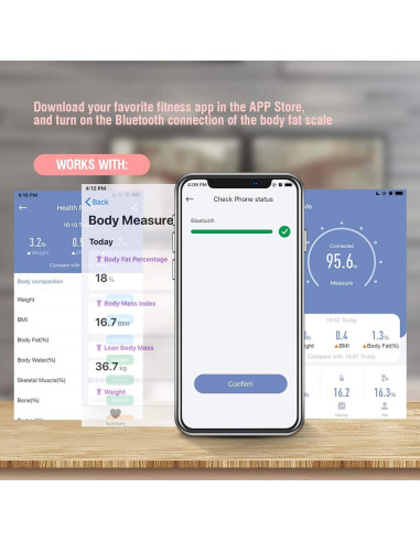 Báscula de Grasa Corporal Himaly Rosa Digital Bluetooth 181 kg