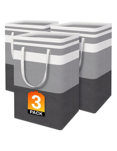 Cesta de Ropa Plegable BlissTotes 3-Pack 75L Gris