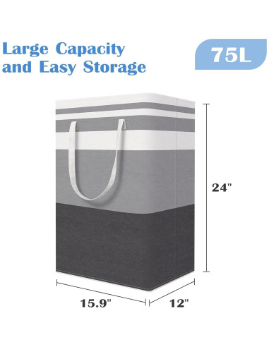 Cesta de Ropa Plegable BlissTotes 3-Pack 75L Gris