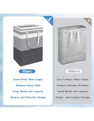 Cesta de Ropa Plegable BlissTotes 3-Pack 75L Gris