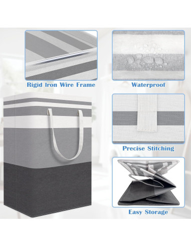 Cesta de Ropa Plegable BlissTotes 3-Pack 75L Gris