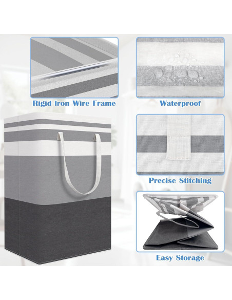 Cesta de Ropa Plegable BlissTotes 3-Pack 75L Gris