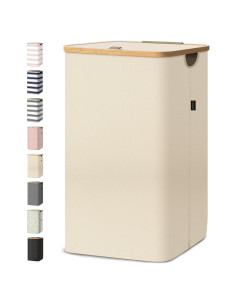 Cesta de Ropa con Tapa BALEINE 100L Beige de Bambú