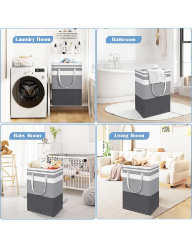 Cesta de Ropa Plegable BlissTotes 3-Pack 75L Gris