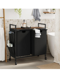 Cesto de Ropa Doble WOWLIVE con Tapa y Ruedas, 110L 2