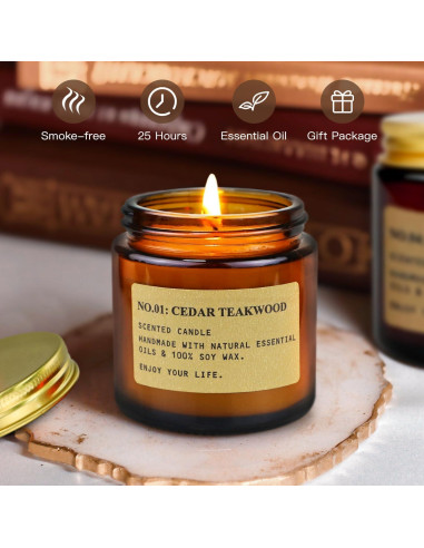 Set de 6 Velas Aromáticas de Cera de Soja Asoeosa - 150 Horas