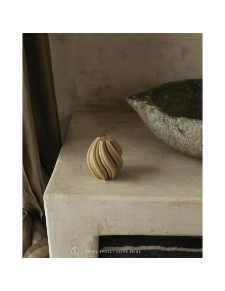 Vela En Espiral LAWA Pequeña Cera De Soja Aromática Beige Oliva
