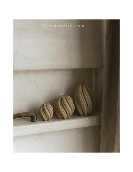 Vela En Espiral LAWA Pequeña Cera De Soja Aromática Beige Oliva