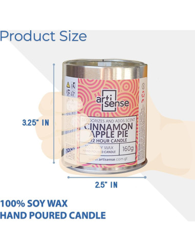 Vela de Cera de Soja Artisense Aroma Manzana Canela 72h