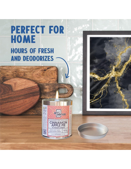 Vela de Cera de Soja Artisense Aroma Manzana Canela 72h