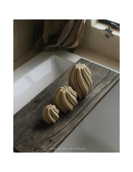 Vela En Espiral LAWA Pequeña Cera De Soja Aromática Beige Oliva