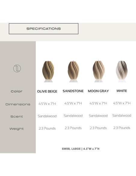 Vela En Espiral LAWA Pequeña Cera De Soja Aromática Beige Oliva