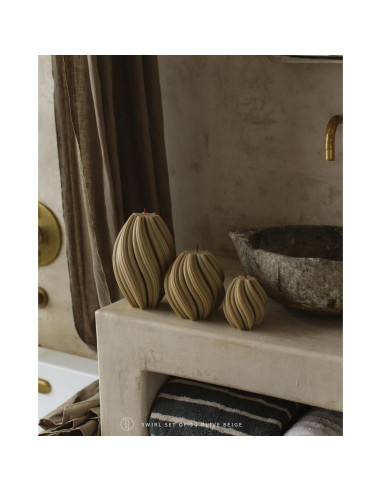 Vela En Espiral LAWA Pequeña Cera De Soja Aromática Beige Oliva