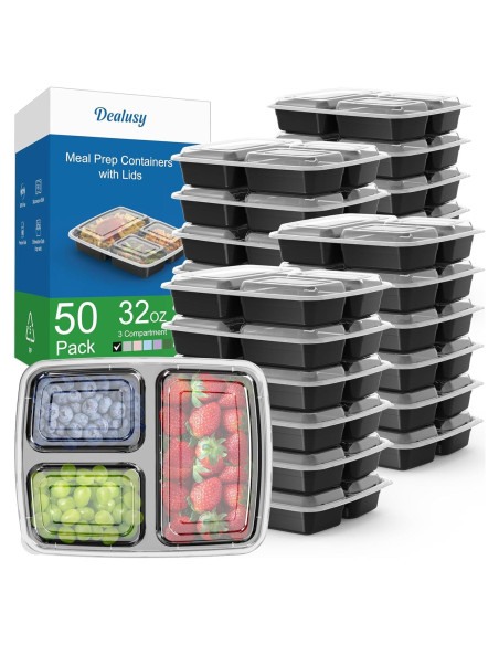 Contenedores de Comida Reutilizables Dealusy 32 oz 50 Piezas