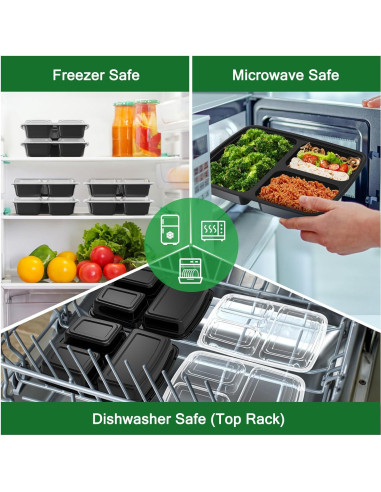 Contenedores de Comida Reutilizables Dealusy 32 oz 50 Piezas