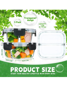 Paquete de 5 Contenedores de Comida Bariátrica ZUNKNOD 240 ml 2