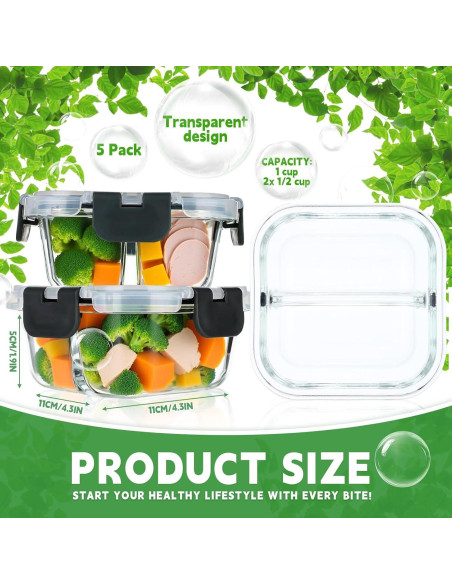 Paquete de 5 Contenedores de Comida Bariátrica ZUNKNOD 240 ml