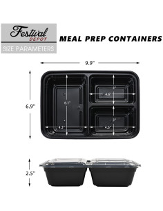22 Contenedores de Comida Bento 43 OZ Festival Deportivo 2
