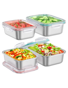 Juego de 8 Contenedores de Almacenamiento Fynova Acero Inoxidable