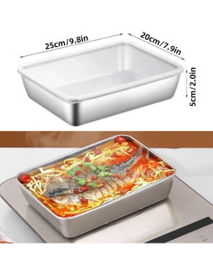 Set 6 Contenedores de Comida Acero Inoxidable 2200ml Keiwhsly 2