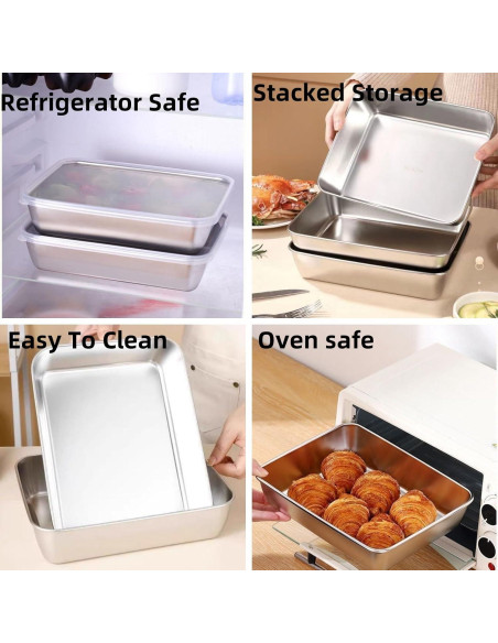 Set 6 Contenedores de Comida Acero Inoxidable 2200ml Keiwhsly