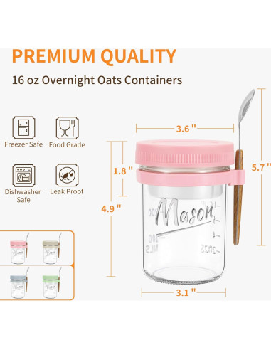 Paquete de 4 Tarros de Vidrio Herméticos 473 ml Xyptorix