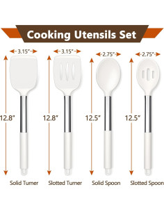 Juego de Utensilios de Cocina P&P CHEF 4 Piezas Silicona Blanca 2