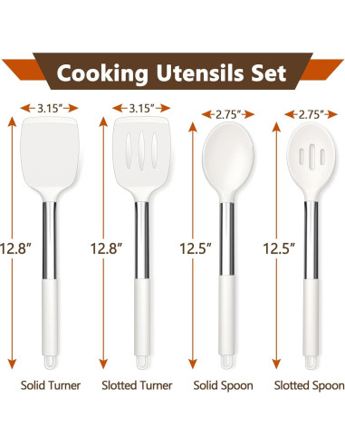 Juego de Utensilios de Cocina P&P CHEF 4 Piezas Silicona Blanca