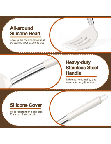 Juego de Utensilios de Cocina P&P CHEF 4 Piezas Silicona Blanca