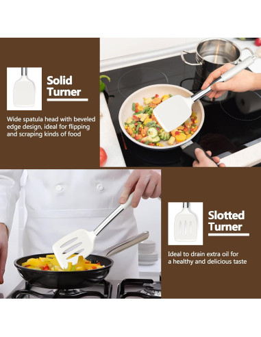 Juego de Utensilios de Cocina P&P CHEF 4 Piezas Silicona Blanca