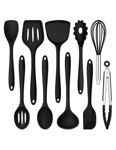Set de Utensilios de Cocina E-far 10 Piezas Silicona Negra