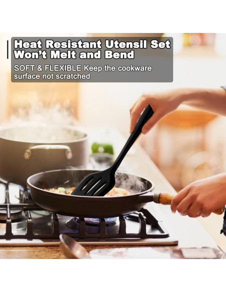 Set de Utensilios de Cocina E-far 10 Piezas Silicona Negra Set de Utensilios de Cocina E-far 10 Piezas Silicona Negra