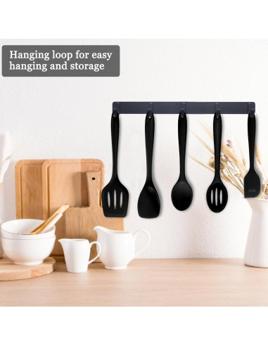 Set de Utensilios de Cocina E-far 10 Piezas Silicona Negra