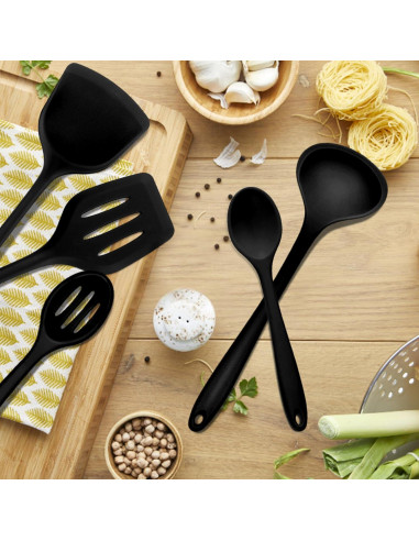 Set de Utensilios de Cocina E-far 10 Piezas Silicona Negra
