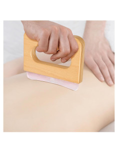 Gua Sha Cuarzo Rosa ideayard con Mango de Madera 11.18cm