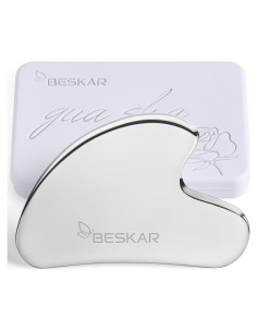 Masajeador Gua Sha Facial BESKAR Acero Inoxidable Plata 8.38cm