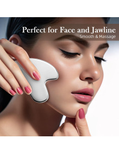 Masajeador Gua Sha Facial BESKAR Acero Inoxidable Plata 8.38cm 2