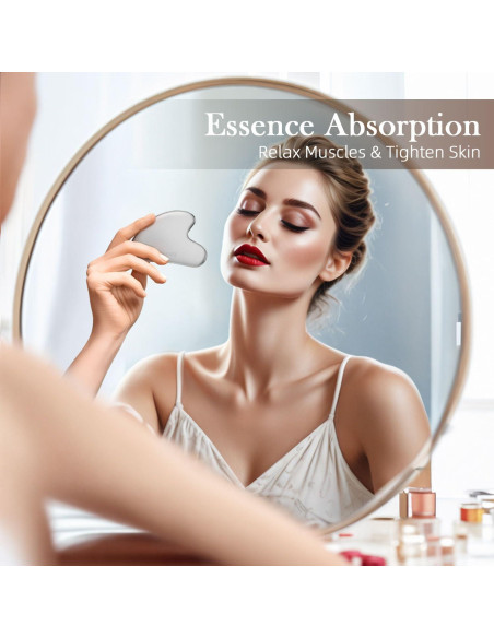 Masajeador Gua Sha Facial BESKAR Acero Inoxidable Plata 8.38cm