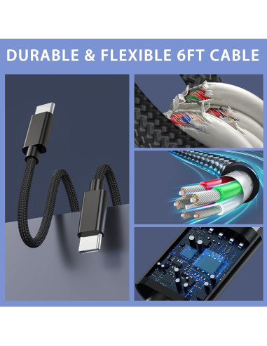 Cargador de pared USB C 67W QIOUZW, 3 puertos, GaN, Negro