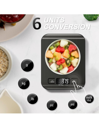 Báscula de Cocina Digital SOYOK 4.99kg Pantalla LCD Acero Inoxidable