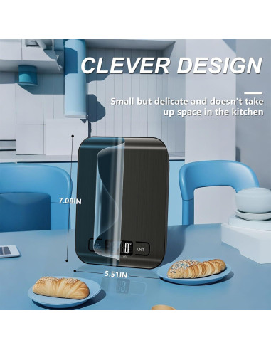 Báscula de Cocina Digital SOYOK 4.99kg Pantalla LCD Acero Inoxidable