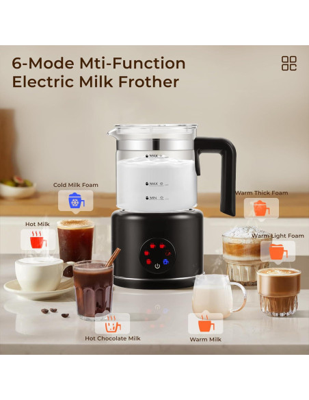 Espumador de Leche Eléctrico JXXM 550W 0.5L 6 en 1 Negro