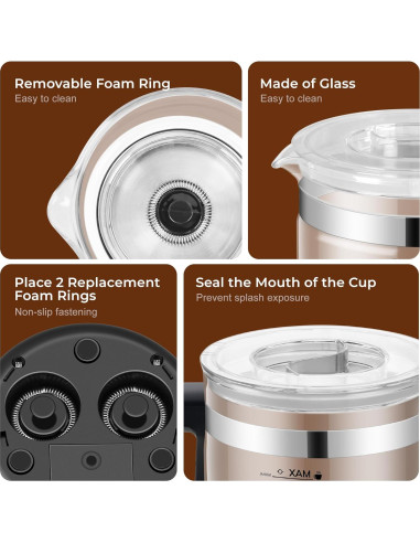 Espumador de Leche Eléctrico JXXM 550W 0.5L 6 en 1 Negro