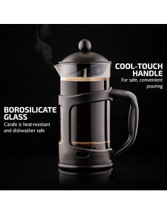 Cafetera Prensa Francesa OVENTE 1 Litro Vidrio Borosilicato 2