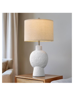 Lámpara de Mesa Cerámica PORTRES 38x24cm Beige Moderna