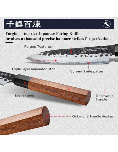 Cuchillo de Pelar FAMCÚTE 11.7 cm Acero Clad 9CR18MOV Forjado